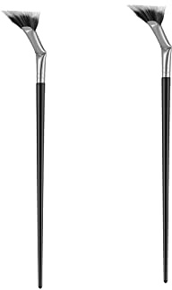 TEONEI Fan Mascara Brushes Eyelash Eyebrow Brushes Makeup Brushes Eye Lashes Makeup Tools Eyelash Brush Eyebrow Brush Eye Shadow Brushes,2Pcs (Black)