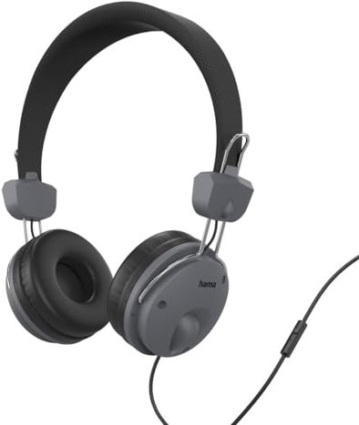 Hama Casque Audio Filaire Fun (Casque Supra-auriculaire Filaire 1.2m unilatéral, Micro intégré sur écouteurs, Mains Libres, Casque Arceau Filaire Jack 3.52mm pour Smartphone Tablette PC) Noir