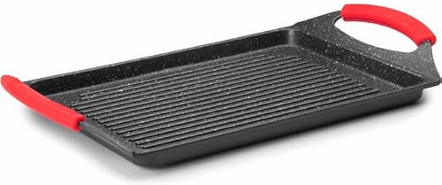 Suinga Plancha Grill Eco Piedra Negro Aluminio 33 x 25 cm | Plancha Grill Eco Piedra Antiadherente Cocina Saludable