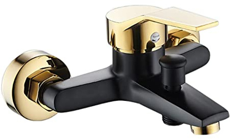 FQYEP Shower Mixer Taps Bath Tub for Bathroom,Black Bath Taps,Shower Diverter Valve 3 Way,Brass,Faucet for Bathtub,Shower Faucet Adjustable Adapter,Shower Mixer Tap,Gold