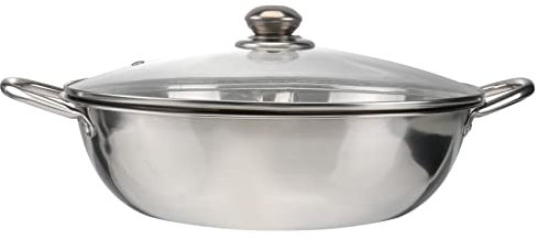 Luxshiny Casserole Induction Acier Inoxydable Pot à Fondue Chinoise Avec Couvercle Batterie De Cuisine Multifonctionnelle Pour Réunions Familiales Et Restaurants
