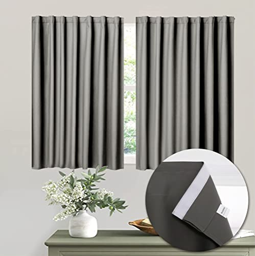 Muamar Tende oscuranti in velcro, 2 pannelli (grigio, 73,7 cm di larghezza x 114,3 cm di lunghezza), senza aste, facili da installare per finestra, camera da letto, cucina, porta del bagno, armadio