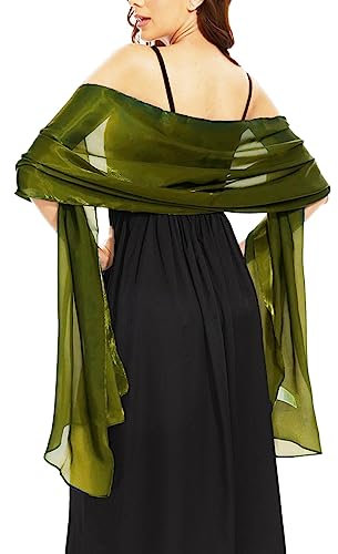 chuangminghangqi Damen Elegante Schal Sommer Solid Stola Silk Feel Long Stolen für Abendkleid Party Hochzeit Braut Brautjungfer Frauen Geschenk(Armeegrün)