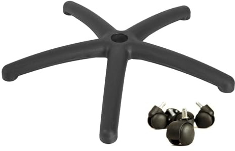 LAB SPACE Replacement 5 Spoke Office Chair Base in Robust Black Nylon - 25 Inch (Nylon Base with Castors)