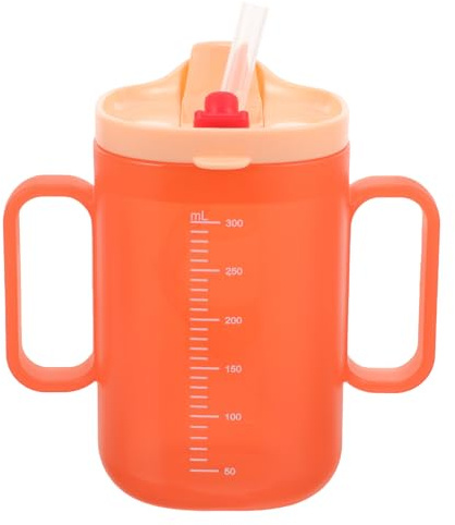 NUOBESTY Baby Learning Cup with Straw and Scale Toddler Sippy Cup with Double Handles for Drinking Water Milk Soup and Porridge Training Lightweight and Ergonomic Grip