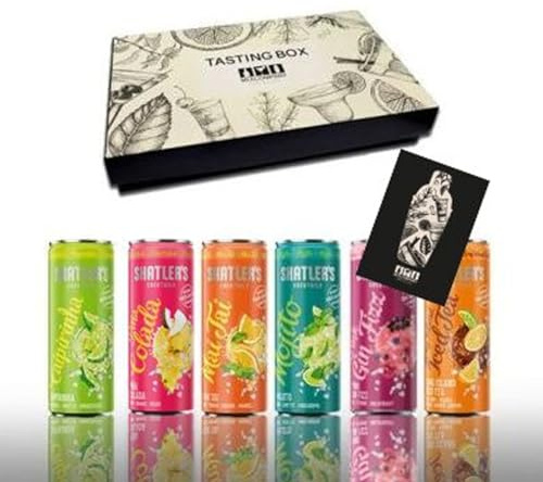 Individuelles Set mit Cocktail Shatlers 6er Tasting Box - 6x Shatlers je 250ml (10,1% Vol) Ready to Drink Cocktail Probierset Geschenk Set mit Caipirinha Pink Gin Fizz Mai Tai Mojito Pina Co