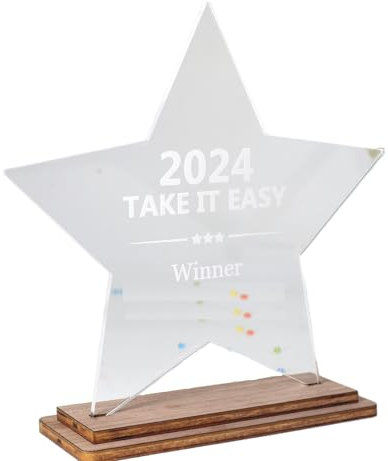 Pila Stone Award aus Acrylglas & Holz – personalisierbare Trophäe mit Gravur für Sport, Schule, Firma & Events – Pokal als Auszeichnung, Geschenk, Medaille (110 x 120)