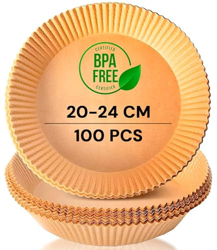 edihome, Carta Forno per Friggitrice ad Aria, BPA Free, Monouso, Adatto al Forno, da 5 a 8 litri (Rotonda, 20-24 cm)
