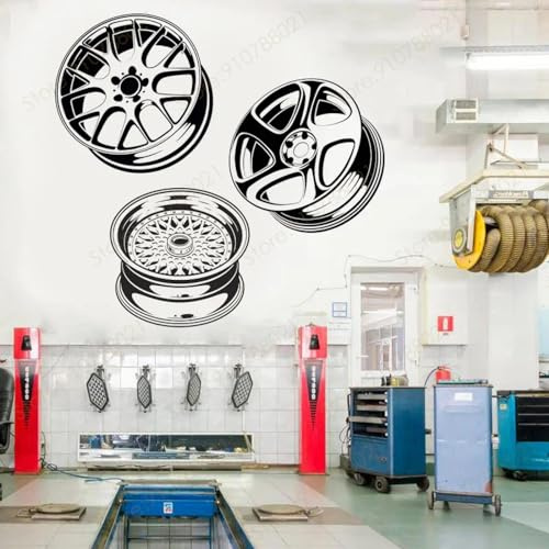 YYZOVBNN Car rim sticker auto car service garage rim shop wheel tire graphic decoration decal vinyl mural wallpaper，60x57cm