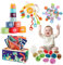 XAZASTOV Baby Toys 6 to 12 Months, 5 in 1 Montessori Set for Babies 1-3 Years Old, Sensory Toys With Stacking Cups, Matching Eggs, Tissue Box, Teething Rattle, Pull String