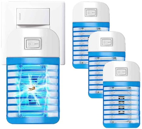 Mückenlampe, Insektenvernichter Elektrisch, Steckdosen-Insektenvernichter mit UV-Licht, mückenfalle, für Fliegen, Mücken, Motten, Küche, für Schlafzimmer, Indoor (4 Pack)