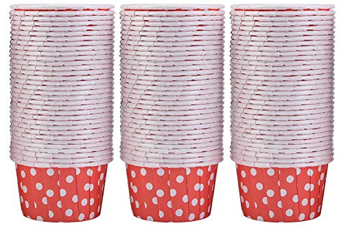 100 Mini Pirottini per Cupcake Pirottini di Carta Pirottini per Muffin, Feste a Casa, Matrimoni (Punto 'onda rossa)