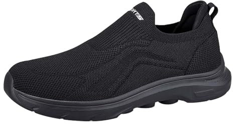 Genérico Zapatillas Balancin Zapatillas Cómodas Mujer Zapatos para Mujer, Zapatillas Tejidas Transpirables para Caminar, Zapatos de sin Cordones con Soporte para el y Zapatos Deportivos (Black, 41)
