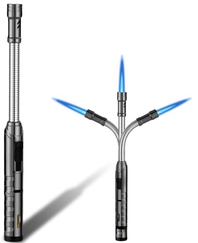 Stabfeuerzeug, Stabfeuerzeug Jetflamme 360° Flexible Metall, Nachfüllbar Kaminfeuerzeug, Flexibel Kerzenanzünder Lang Stab Sturmfeuerzeug Langes Feuerzeug für Kerzen Kamin Herd Grill(Ohne Gas)