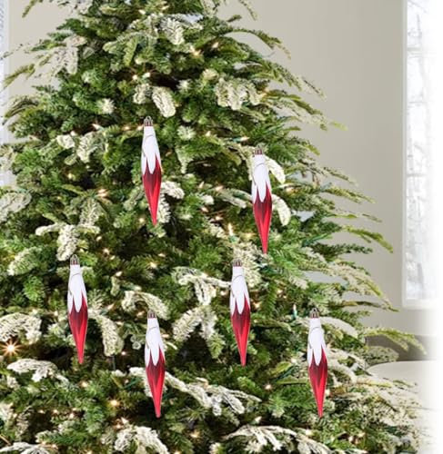 Weihnachtskugeln, einfarbig, Weihnachtskugel, spezieller dekorativer kleiner Anhänger, Kunststoff, galvanisiert, bemalt, rot, Bonbon-Hex-Stern für Party, hängende Dekoration