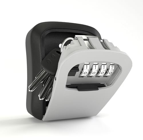 GOOPOOL Schlüsseltresor mit Zahlencode, Schlüsseltresor für Haus, Schlüsselsafe für Haus, Schlüsselbox Große Kapazität, Schlüsseltresor Außen Wetterfest, Schlüssel Tresor Robust, Grau