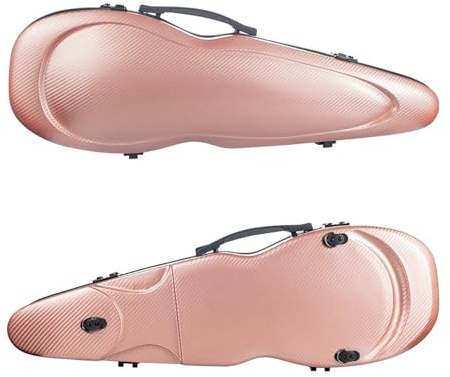 Geigenkasten Leichte Violine 4/4 Carbon Fiber Violin Case Schutzhülle Tragetasche Mit Hygrometer Schultergurt(Rose gold)