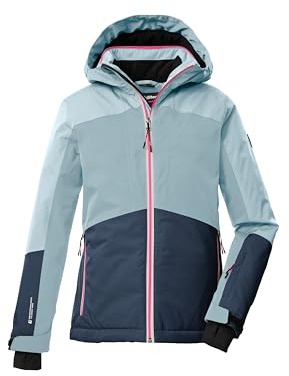 killtec Niñas Chaqueta de esquí/chaqueta funcional con capucha y protección contra la nieve KSW 196 GRLS SKI JCKT, hell rauchblau/nachtblau/hellblau, 152, 43486-000