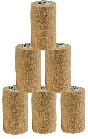 1/3/6 Haftbandagen Größe+Farbe wählbar - selbsthaftende Bandage Fixierverband selbstklebend, Farbe:6 Stück | 10 cm | beige