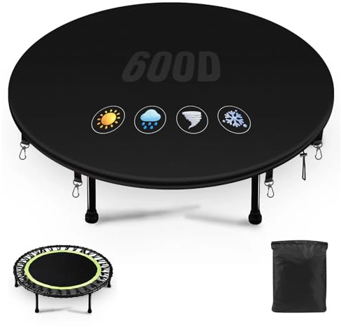 YedZen 10ft Trampoline Cover, 600D Oxford 320GSM Thick, 100% Waterproof Trampoline Cover with 8 Upgraded Fixing Hooks, Windproof Dustproof Anti-UV Outdoor Protection