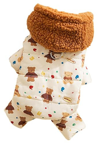 Warmer Hunde-Wintermantel mit Kapuze, Haustier-Winterpullover, weiche Katzenjacke für kleine Hunde, Welpenpullover mit Traktionsschnalle, niedliche Haustierkleidung für Familientreffen, Zuhause und