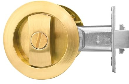 betensh Serratura per Porta Scorrevole Tondo Maniglie per porte tascabili con serratura Senza chiave Tasca maniglia per porta invisibile 66 mm Oro porta serratura per porta scorrevole Set