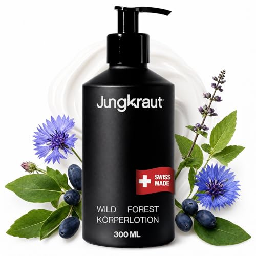 JUNGKRAUT Wild Forest Body Lotion für Männer 300ml, stärkende und pflegende Körperlotion, intensive Feuchtigkeit, ultraleicht - nicht fettend, Swiss made, 100% natürlich