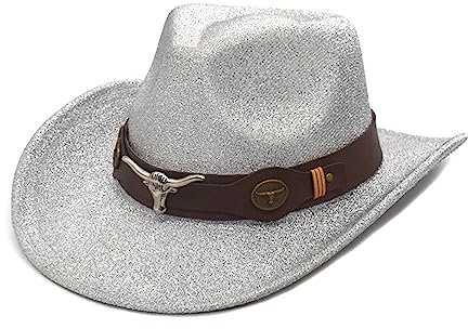 Wayfadacc Cowboyhut mit Glitzer, Ritterhut für Disco, Haus, Cocktailpartys, Urlaub, glitzernder Glitzer für Comedian-Schauspieler