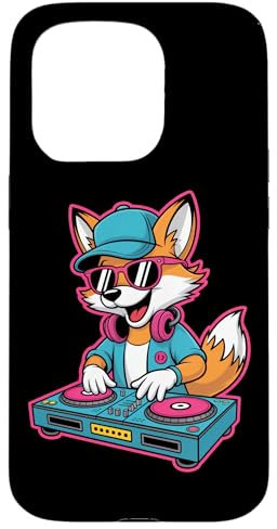 Renard Cool Dj Avec Casque Lunettes Coque pour iPhone 15 Pro