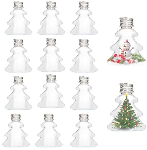 PORUPAEL 12 Stück Durchsichtige Weihnachtskugeln Plastik Weihnachtsbaumkugeln Befüllbare Kunststoffkugeln 50ml DIY Weihnachts Ornamente Für Weihnachten Halloween Geburtstag Decoration (Clear-A)