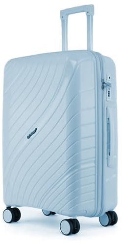Fly Kite Luggage 24 Inch Medium Suitcase 100% Polypropylene Hard Shell with Aluminium Trolley Handle Real TSA 3 Digit Secure Lock 360° Smooth Wheels Lightweight Suitcase|Blue