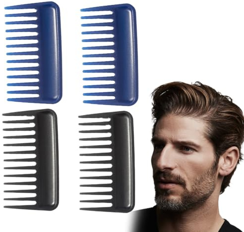 HABNI 4 Stück Breiter Kamm Locken Lockenkamm Frauen Grobe Zahnung Haarkämme Breit Antistatischer Kamm Afro Strähnenkamm Breiten Zähnen Styling Kamm Grober Kamm Für Locken Glattes Dickes Dünnes Haar