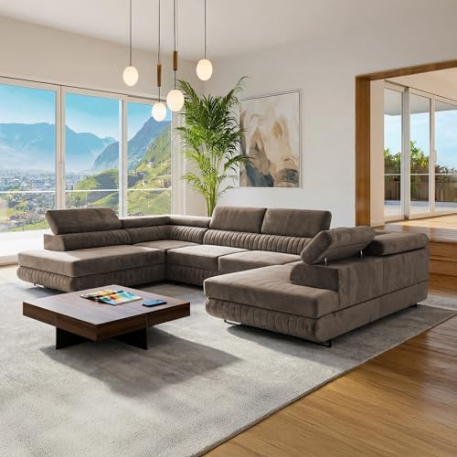 SOFILAND U-Form Ecksofa Magnum U, Bronze | Schlaffunktion