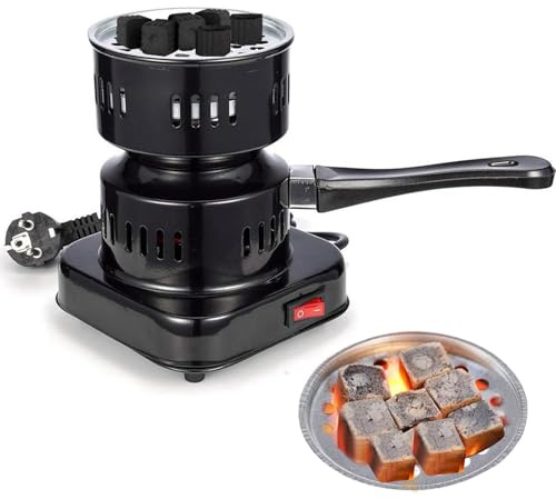 Encendedor de carbón eléctrico, 450 – 600 W, carbón vegetal, parrilla eléctrica con asa y rejilla de carbón, quemador de carbón, accesorios para barbacoa de carbón, cesta de carbón, placa calefactora