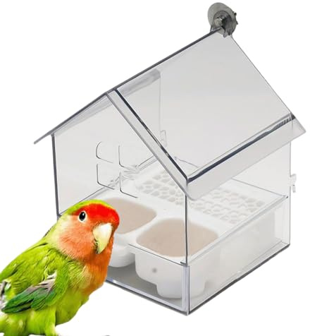 Casa Mangiatoia Uccelli,Per Mangime Uccelli | Vasca da Bagno con Dispenser di Cibo e Acqua per Osservazione Fringuelli in Giardino Balcone Cortile