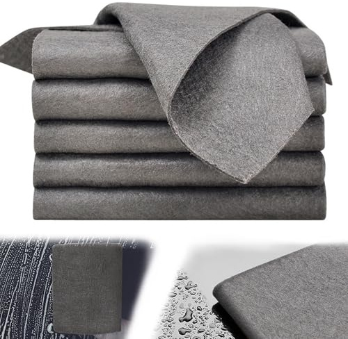 Whimsigulp Thickened Magic Cleaning Cloth Microfiber Streak Free Reusable Wipes for Glass Windows Car and Kitchen Surfaces 5 Pack (30 * 30cm)