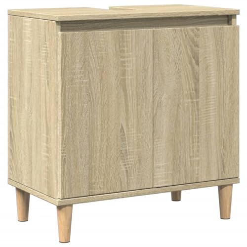 Tomostar Meuble sous Lavabo, Meuble de Rangement Salle de Bain sous Vasque Armoire Évier chêne Sonoma 58x33x60 cm Bois d'ingénierie