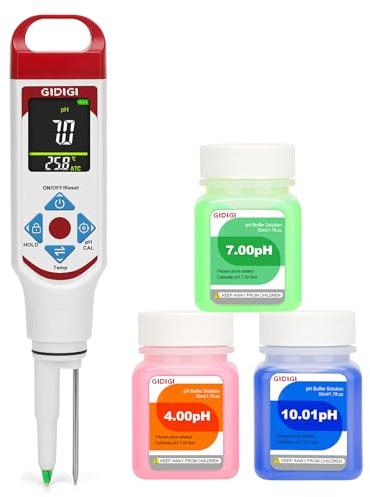 GIDIGI Food Fermentation pH-mätare med kalibreringssats, färgskärm, sondhuvud, ATC-funktion, professionella testremsor, lämplig för kosmetika och surdeg.