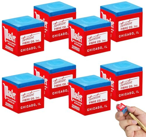 YIPFEN 8 piezas tizas de billar, estándar para tacos de billar antideslizantes para billar de billar, accesorios para billar tacos, tizas azules, accesorios de billar profesional