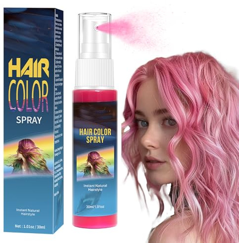 Rosa Temporäre Haarsprühfarbe | Sofortiges Haarfärbemittel mit Hoher Pigmentdichte, Auswaschbar 30ml | Präzisionssprüher für Party, Halloween, Cosplay | Nicht schädlich, Schnelltrocknend