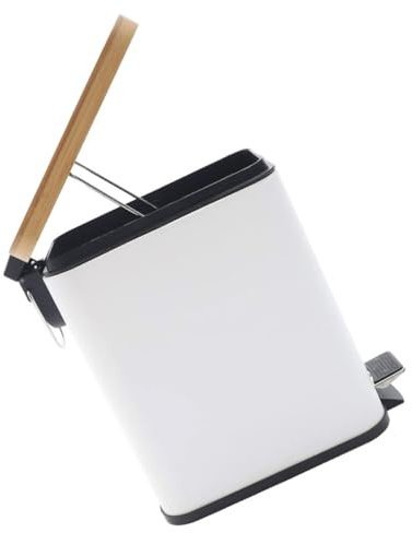 OSALADI Poubelle à Pédale 5l en Fer Rectangulaire Blanche avec Couvercle, Poubelle à Marchepied Cuisine, Salle de Bain et Chambre, Gestion D’odeurs et Usage Hygiénique