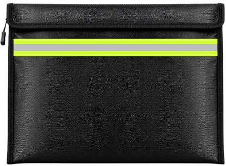 Dokumententasche Feuerfest Wasserdicht A4, Dokumentenmappe Organizer | Mit Reflexstreifen und silikonbeschichtetem Fiberglas für Reisepass, Bargeld, Urkunden, Schmuck und wichtige Dokumente