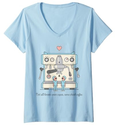 Women's Funny Healthcare Worker Coffee Lover Espresso Design V-Neck T-Shirt