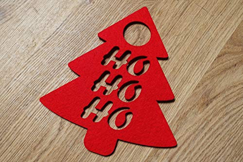 Weihnachtsbaum HO HO HO Rot | Türanhänger aus Filz | Höhe ca. 22 cm
