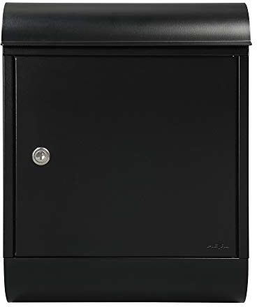 MEFA by Renz Briefkasten Topaz 844 mit Zeitungsrolle (Tiefschwarz, Struktur, RAL 9005, mit Sicherheitsschloss, 430x340x150 mm) 844100M