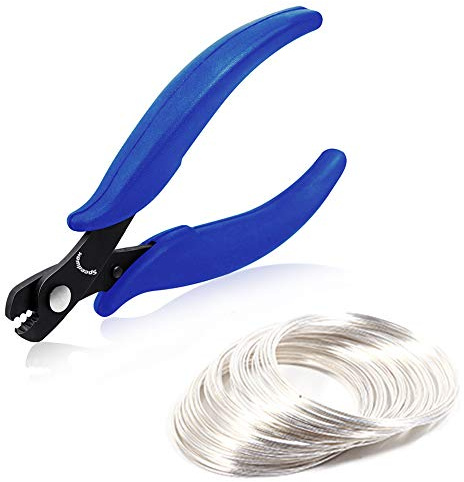 SPEEDWOX 14 cm Memory-Drahtschneidezange, 100 Schlaufen, silberfarben, Memory-Draht-Set für Armband, Schmuckherstellung, Memory-Perlen, Drahtschneider, Hobby, Arbeitswerkzeug, Kunsthandwerk