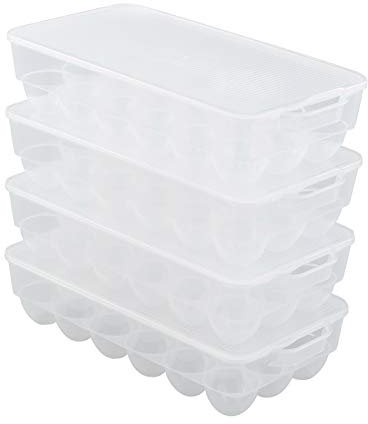 Qqbine Plastic Fridge Egg Trays Storage Container, 4 Packs for Holding 72 Eggs