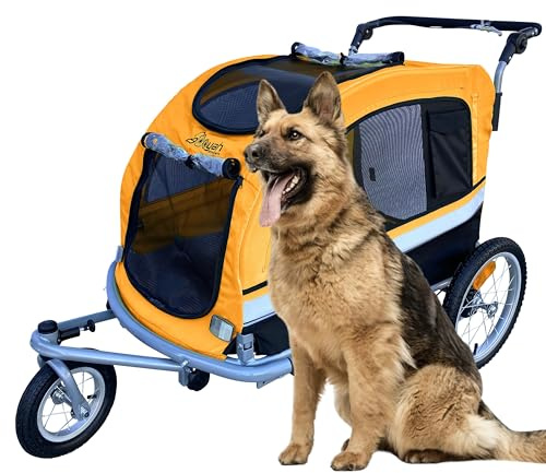 Booyah Extra Large Pet Bike Trailer Dog Stroller & Jogger with Shocks Non Tipping.(Orange)