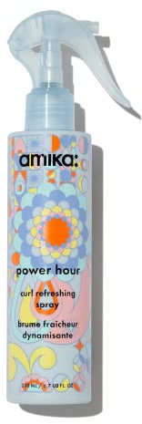 amika power hour curl refreshing hair spray - instantly revives + redefines waves, curls + coils - adds bounce + shine - seals in moisture + fights frizz - lightweight curly hair products (200 ml)