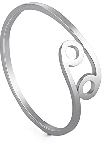 Dreamtimes Edelstahl Sternzeichen Ringe für Frauen 12 Sternzeichen Offener Ring Widder Löwe Jungfrau Zwillinge Waage Fische Skorpion Geburtstagsgeschenk
